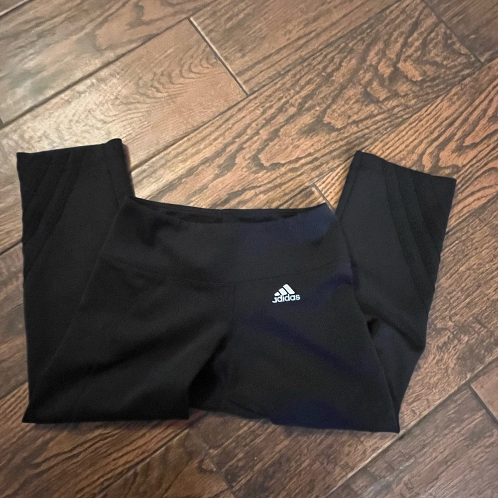 Adidas Black Performance Leggings with Iconic Stripes - Picture 2 of 4